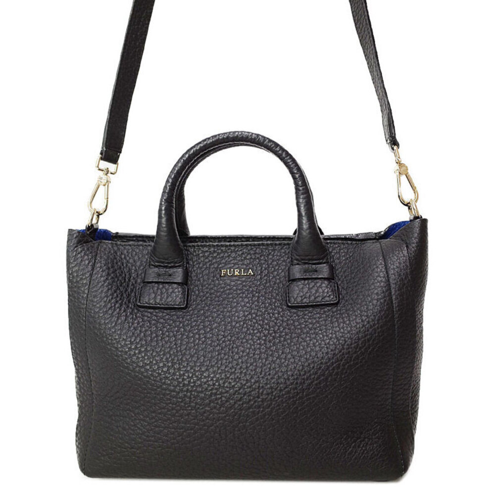 Furla Leather Capriccio Pebbled Leather Handbag Black